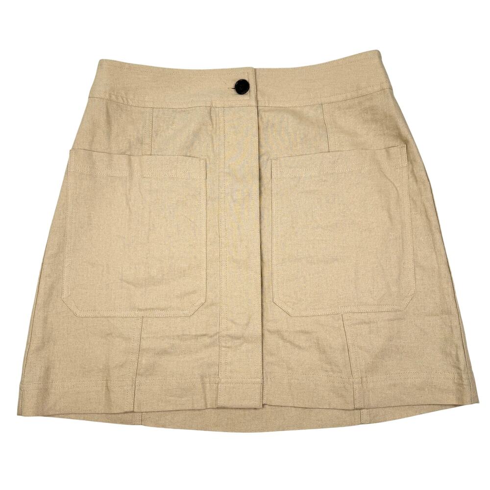 Banana Republic Linen Blend Mini Skirt Summer Safari Utility Office NWT Size 6